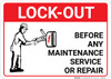 Lock Out Before Any Maintenance with Icon Landscape - Wall Sign Lock Out Before Any Maintenance with Icon Landscape - Wall Sign