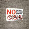 No Smoking Eating Or Drinking with Icons Red Landscape - Wall Sign