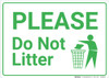 Please Do Not Litter with Icon Landscape - Wall Sign Please Do Not Litter with Icon Landscape - Wall Sign