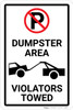 Dumpster Area Violators Towed with Icons Portrait - Wall Sign