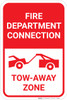 Fire Department Connection Tow Away Zone with Icon Portrait - Wall Sign