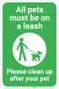 All Pets Must Be On A Leash with Icon Portrait - Wall Sign