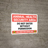 Animal Health Security Area with Icons Landscape - Wall Sign