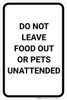 Do Not Leave Food Or Pets Unattended Portrait - Wall Sign Do Not Leave Food Or Pets Unattended Portrait - Wall Sign
