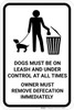 Dogs Must Be On Leash And Excrement Picked Up with Icon Portrait - Wall Sign Dogs Must Be On Leash And Excrement Picked Up with Icon Portrait - Wall Sign