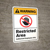 Warning: Restricted Area with Icon ANSI - Wall Sign Warning: Restricted Area with Icon ANSI - Wall Sign