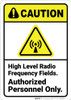 Caution: High Level Radio Frequency Fields with Icon ANSI - Wall Sign