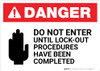 Danger: Do Not Enter Lockout Procedures with Icon Landscape - Wall Sign