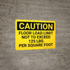 Caution: Floor Load Limit 125 Lbs Landscape - Wall Sign