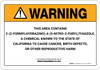 Warning: Prop 65 2-(2-Formylhydrazino)-4(-5-Nitro-2-Furyl)Thiazole - Wall Sign