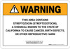 Warning: Prop 65 Streptozocin (Streptozotocin) - Wall Sign