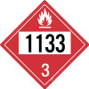 Flammable: Class 3 - UN1133 - Placard Sign