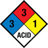 NFPA Diamond 704: 3-3-1 ACID - Wall Sign NFPA Diamond 704: 3-3-1 ACID - Wall Sign