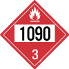 Flammable: Class 3 - UN1090 - Placard Sign