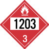 Flammable: Class 3 - UN1203 - Placard Sign Flammable: Class 3 - UN1203 - Placard Sign