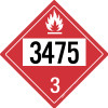 Flammable: Class 3 - UN3475 - Placard Sign