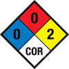 NFPA Diamond 704: 0-0-2 COR - Wall Sign NFPA Diamond 704: 0-0-2 COR - Wall Sign