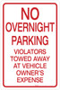 No Overnight Parking - Aluminum Sign No Overnight Parking - Aluminum Sign