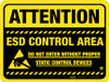 Floor Sign - Attention ESD Control Area with black background Floor Sign - Attention ESD Control Area with black background