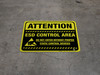 Floor Sign - Attention ESD Control Area (Black Background) Floor Sign - Attention ESD Control Area (Black Background)