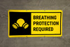 Breathing Protection Required Icon On Black Background Banner Breathing Protection Required Icon On Black Background Banner