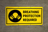 Breathing Protection Required Icon On Black Circle Banner