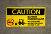 Caution Battery Charging Area Forklift No Smoking Open Flame Banner Caution Battery Charging Area Forklift No Smoking Open Flame Banner