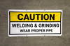 Caution Welding & Grinding Wear Proper PPE Black Frame Banner Caution Welding & Grinding Wear Proper PPE Black Frame Banner