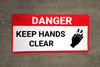 Danger Keep Hands Clear Red Banner
