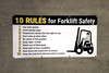 Forklift Safety 10 Rules Banner Forklift Safety 10 Rules Banner