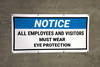 Notice All Employees And Visitors Must Wear Eye Protection Framed Banner