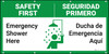 Safety First Emergency Shower Here Bilingual Spanish Banner
