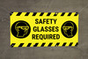 Safety Glasses Required Striped Banner Safety Glasses Required Striped Banner
