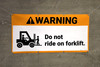 Warning Do Not Ride On Forklift ANSI Banner Warning Do Not Ride On Forklift ANSI Banner