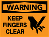Warning Keep Fingers Clear Wall Sign