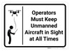 Operators Must Keep Unmanned Aircraft in Sign at All Times - Wall Sign