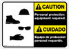 Bilingual Caution Person Protection Equipment Required Wall Sign