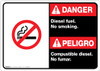 Bilingual Spanish Danger Diesel Fuel No Smoking Wall Sign Bilingual Spanish Danger Diesel Fuel No Smoking Wall Sign