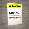 Caution: Keep Out White - Portrait Wall Sign