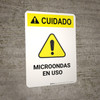 Caution: Microwave in Use ANSI - Portrait Wall Sign