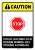 Caution: Non Permit Confined Space Spanish ANSI - Portrait Wall Sign