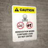 Caution: Renovation Work Contains Lead Do Not Enter with Graphic - Portrait Wall Sign