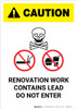 Caution: Renovation Work Contains Lead Do Not Enter with Graphic - Portrait Wall Sign