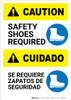 Caution: Safety Shoes Required Bilingual Spanish - Portrait Wall Sign