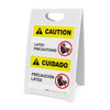Caution: Latex PreCaution: Bilingual (Spanish) - A-Frame Sign