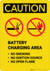 Caution: Battery Charging Area Forklift No Smoking Open Flame - Portrait Wall Sign