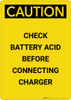 Caution: Check Battery Acid - Portrait Wall Sign