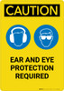 Caution: Ear And Eye Protection Required With Graphic - Portrait Wall Sign