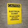 Caution: Electrical Closet Enter By Permit Only - Portrait Wall Sign