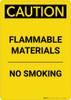 Caution: Flammable Materials No Smoking - Portrait Wall Sign